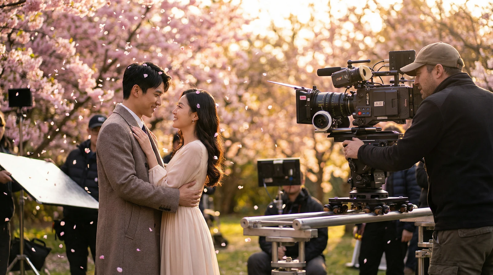 国产视频萝莉岛栏目樱花园浪漫场景拍摄花絮